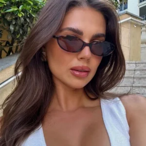 Retro Oval Frame Sunglasses Fashion Personalized Trendy Small Frame Sunglasses Punk Cat Eyes Sunshade Sun Protection Glasses