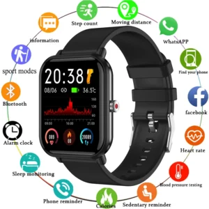 2024 Digital Smartwatch Body Temperature Monitor Fitness Sports Watches Bluetooth IP68 Waterproof Smart Watch for Android Phones
