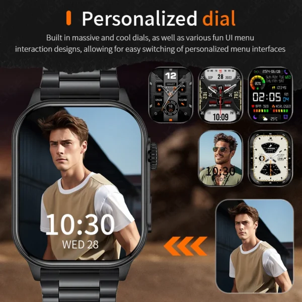 LIGE Men's Watch Outdoor Flashlight Military IP68 Waterproof Smart Watch Men Heart Rate Sport Fitness Watches BT Call Smartwatch - Image 2